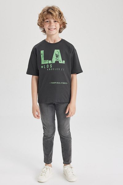 DeFacto Boy's Oversize Fit Crew Neck Printed Short Sleeve T-Shirt A2102a823sm