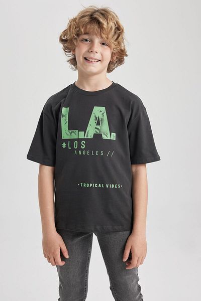 DeFacto Boy's Oversize Fit Crew Neck Printed Short Sleeve T-Shirt A2102a823sm