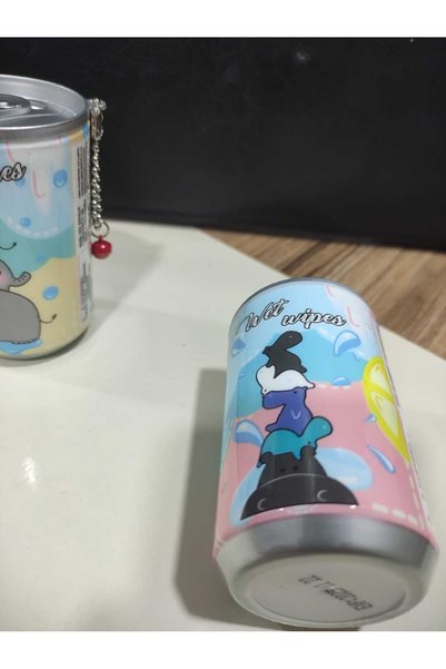 btm home Portable Cute Box Cola Bottle Keychain Wet Wipe Box Bag Ornament
