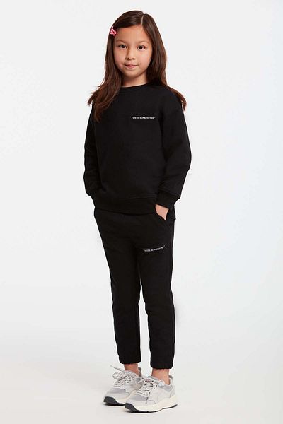 GRIMELANGE Σετ μαύρης αθλητικής φόρμας Jabor Girl's Embroidered Crew Neck Comfort