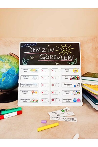 Kabajur لعبة تعليمية خشبية لجدول المهام للأطفال - مخطط روتين مونتيسوري اليومي