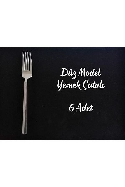 EBRULİ YÖRESEL Rose Steel Economical Set of 6 Dinner Forks Flat Model Stainless Steel Set of 6 Dinner Forks