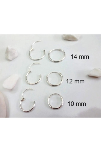 Takıparkxs 925 Ayar Gümüş Üç Boy 3 Çift Unisex Silver Halka Küpe Seti