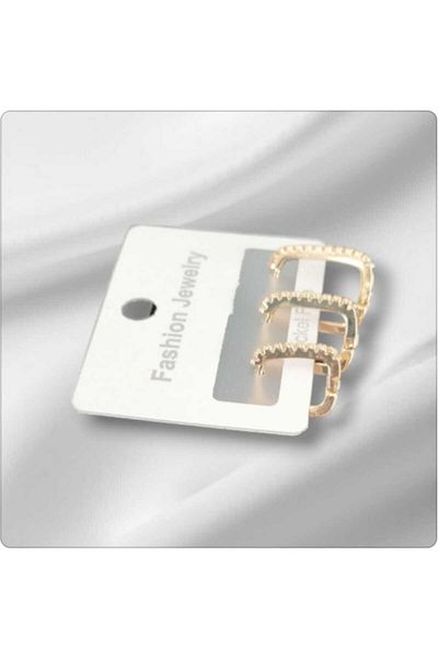 Bujiteri 3 Pieces Rectangular Hoop Earrings with Stones