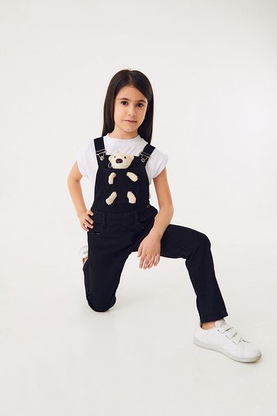 Fulla Moda Teddy Bear Detailed Denim Girl's Slippers