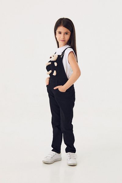 Fulla Moda Teddy Bear Detailed Denim Girl's Slippers