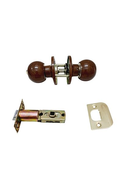 Yuki Hotel Door WC Lock with Walnut Colored Knob