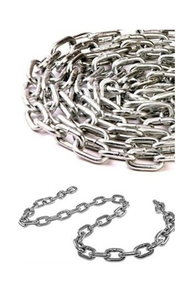 zinsanzincir Galvaniz Zincir 8 mm 5mt Kaplamalı Çelik Zincir Çok Amaçlı (500cm)