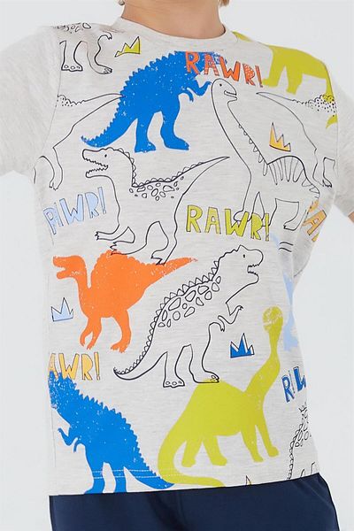 ROLY POLY Rp3030-2 Rolypoly Dinosaur Six Long Pajamas 2-8 Years Gray