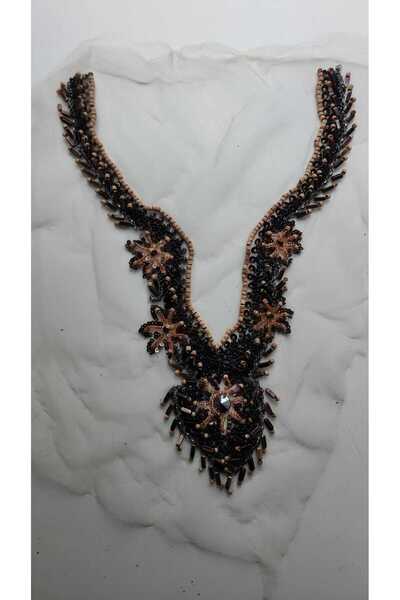 BERKE TUHAFIYE AKSESUAR إكسسوار ملابس بياقة جاهزة مصنوع من خرزات خشبية مصنوعة...