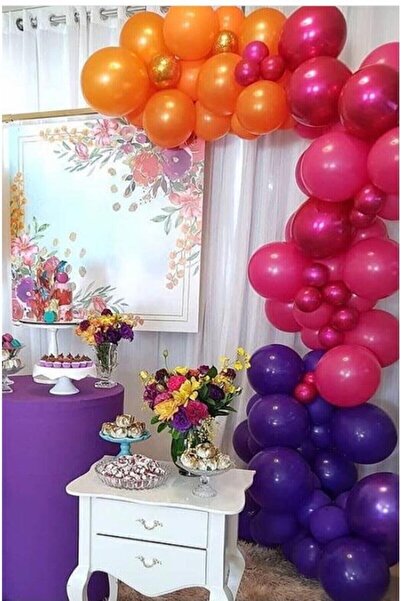 Generic Brand Balloons in Fuchsia Orange Purple Colors 50 pieces + 5 m balloo...