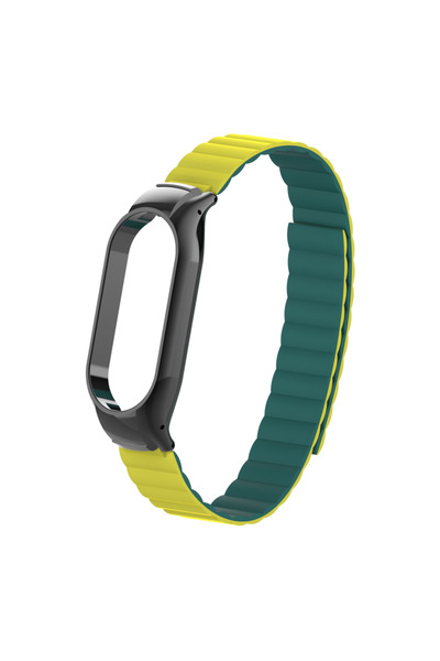 BULUT AKSESUAR Xiaomi Mi Band 7 Krd-69 Magnet Adjustable Cord Piece Striped Design - Grey-orange
