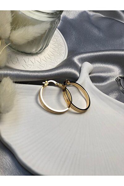 ElifSavaş Çizgi Detay Modern Halka Çelik Küpe