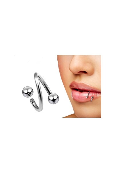 Bylin %100 Cerrahi Çelik Vertical Lip Piercing /Spiral Piercing - 1 adet