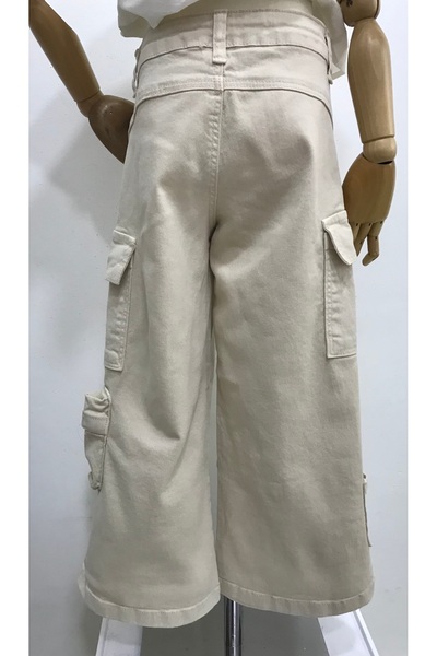 Çikoby KIZ ÇOCUK KARGO TAŞ RENGİ JEAN PANTOLON