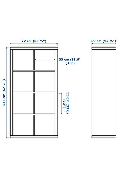 IKEA açık raf ünitesi, gri-ahşap görünümlü, 77x147 cm
