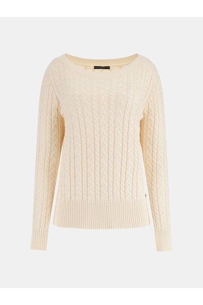 Guess Halat Örgü Kadın Kazak-Ekru