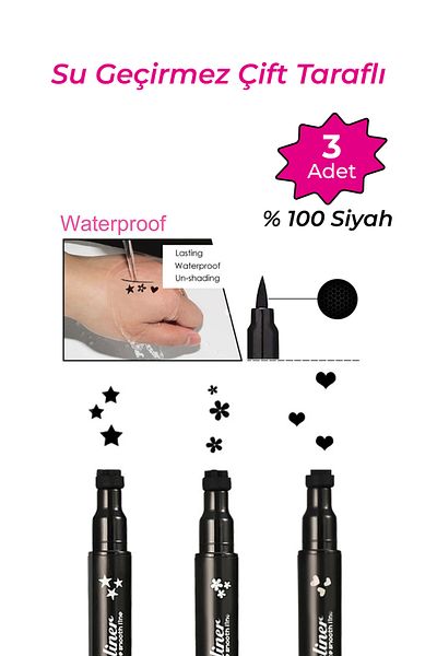 GXMPRO Eyeliner, Waterproof Double Sided Eyeliner - Eye Liner Star, Flower, Heart Eyeliner (3 Pieces)