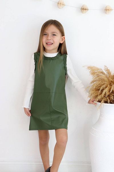 Tarz Çocuk Girl's Corded Bady Leather Gilet Style Combination
