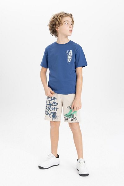DeFacto Boy's Crew Neck Printed Short Sleeve T-Shirt C0955a824sm