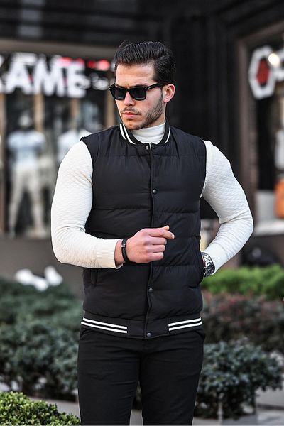 PRİFALDİ Prifaldi Rain and Windproof Fiber Filled Black Men's Puffer Vest