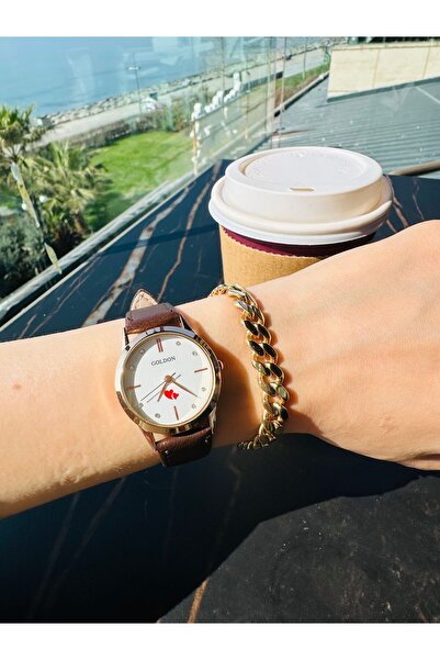 GOLDON Vintage Style Leather Strap Wristwatch