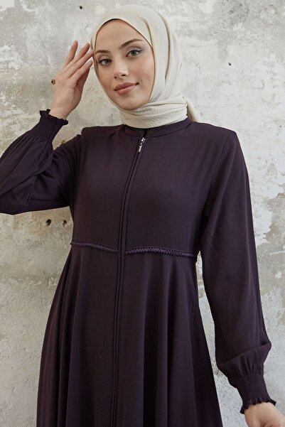 InStyle Guipure Medina Silk Ferace - Plum