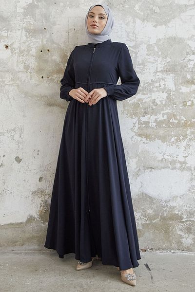 InStyle Guipure Medina Silk Ferace - Navy Blue