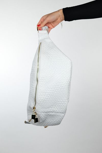 LuviShoes VENTA White Knitted Women's Large Waist Bag