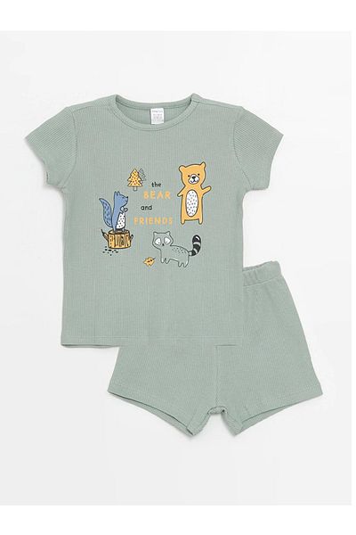 LC Waikiki Baby Boy Pajamas Set with Shorts - Crew Neck, Short Sleeve, Printed, Lcw Eco from Gsm Store