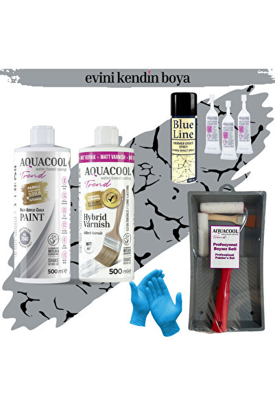 Aquacool Trend Mac Su Bazlı Fayans Boyama Seti Ral 7040 Pencere Gri, Mat Vernik
