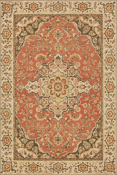 Rugs Modern Halı Orange Beige Themed Traditional Motif Ethnic Floral Patterne...