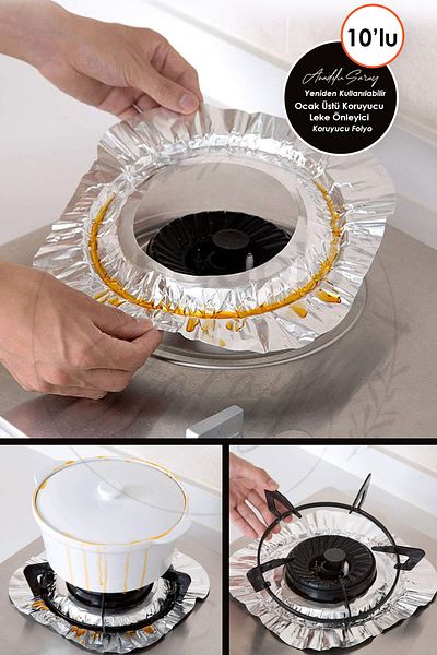 Anadolu Saray Reusable 10 Burner Stove Top Protector Anti-Stain Heat-Resistant Stove, Grill Protective Foil