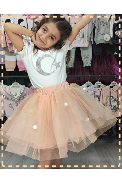 Novy Baby 23 Nisan Bayram Doğum Günü Özel Gün Kız Çocuk Bebek Tütü Etek  - Somon