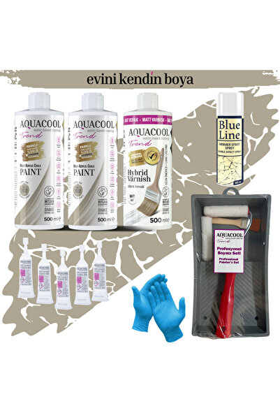 Aquacool Trend Mac Su Bazlı Fayans Boyama Seti Ral 7032 Çakıl Gri, Mat Vernik