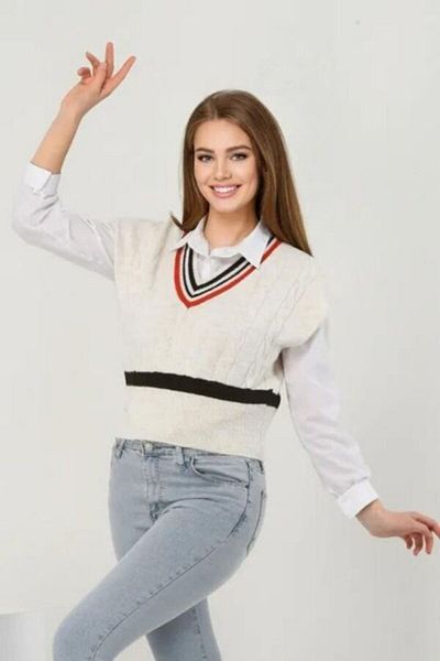 GİZZA Women's Striped Braided Sweater
