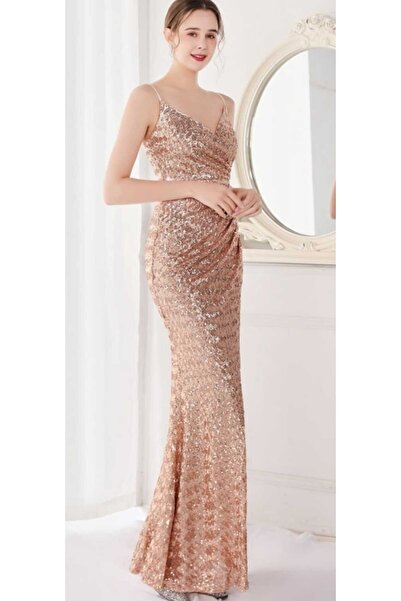 hilaltrendd Hilaltrend pullu kruvaze yaka abiye elbise