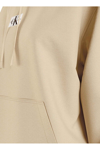 Calvin Klein Jeans Hood Collar Plain Beige Women's Sweatshirt J20J222539Aat