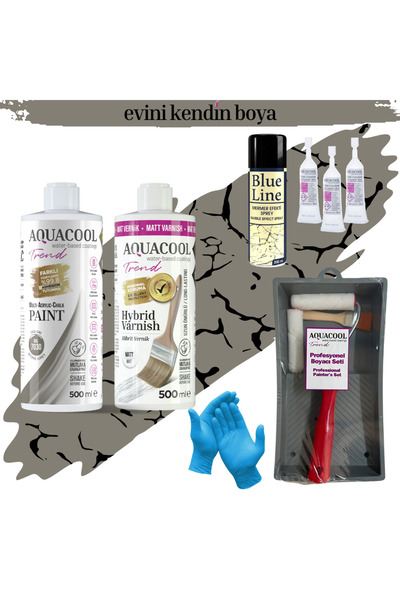 Aquacool Trend Mac Su Bazlı Fayans Boyama Seti Ral 7030 Taş Gri, Mat Vernik