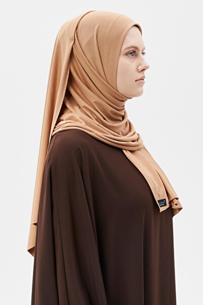 Altobeh Hijab Χτενισμένο Βαμβακερό Σάλι Απλό Camel