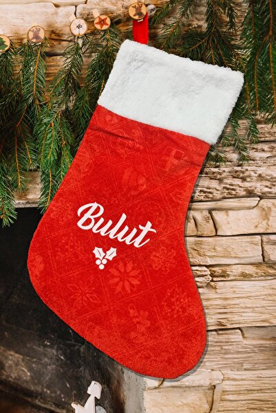 PEKSHOP Isimli Yılbaşı Hediye Çorabı , Büyük Boy Yılbaşı Hediyesi Kesesi Lüks Çorap