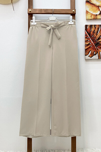 MODAQU Široké kalhoty s páskem - Stone