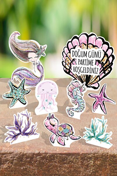 PEKSHOP مجموعة لوحة الوقوف لعيد الميلاد بتصميم حورية البحر على سطح الطاولة