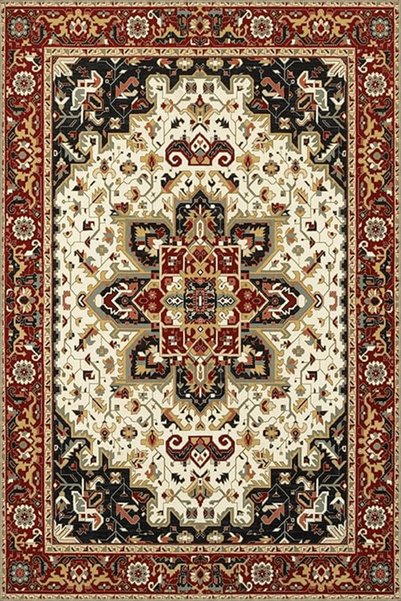 Rugs Modern Halı Bordo Bej Temalı Geleneksel Motif Çiçek Desenli Vintage Deko...