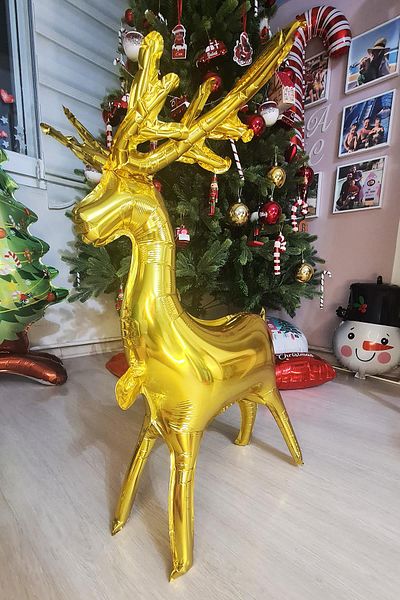 PEKSHOP New Year's Gold Deer Balloon Medium Size Stand Up Gold Deer Balloon