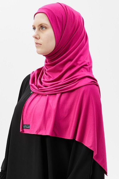 Altobeh Hijab Χτενισμένο Βαμβακερό Σάλι Απλό Ανοιχτό Φούξια