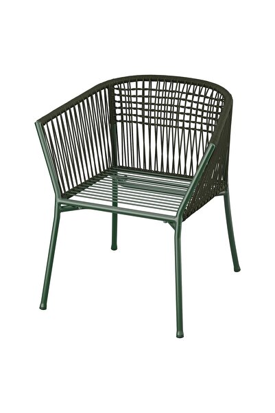 IKEA kolçaklı sandalye, koyu yeşil, mindersiz