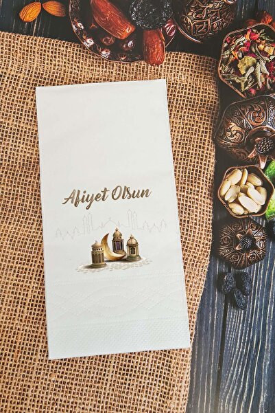 PEKSHOP Iftar Sofrası Afiyet Olsun Ramazan Konsept Konuşan Peçete Sunum Peçetesi