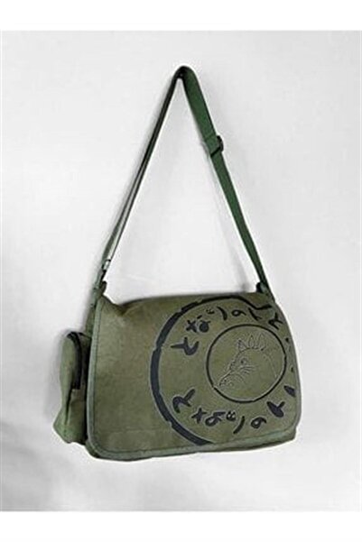 Toum zolid wear Totoro Baskılı Unisex Yeşil Postacı Çantası