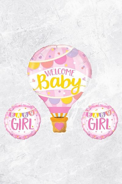PEKSHOP Baby Girl Birth Baby Shower Balloons Pink Baby Balloon Set Welcome Baby